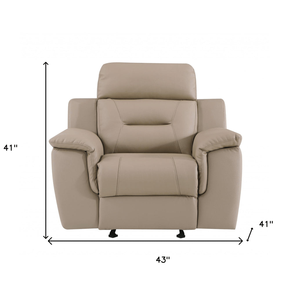 41" Beige Fascinating Leather Reclining Chair HomeRoots