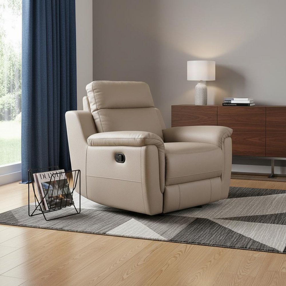 41" Beige Fascinating Leather Reclining Chair HomeRoots