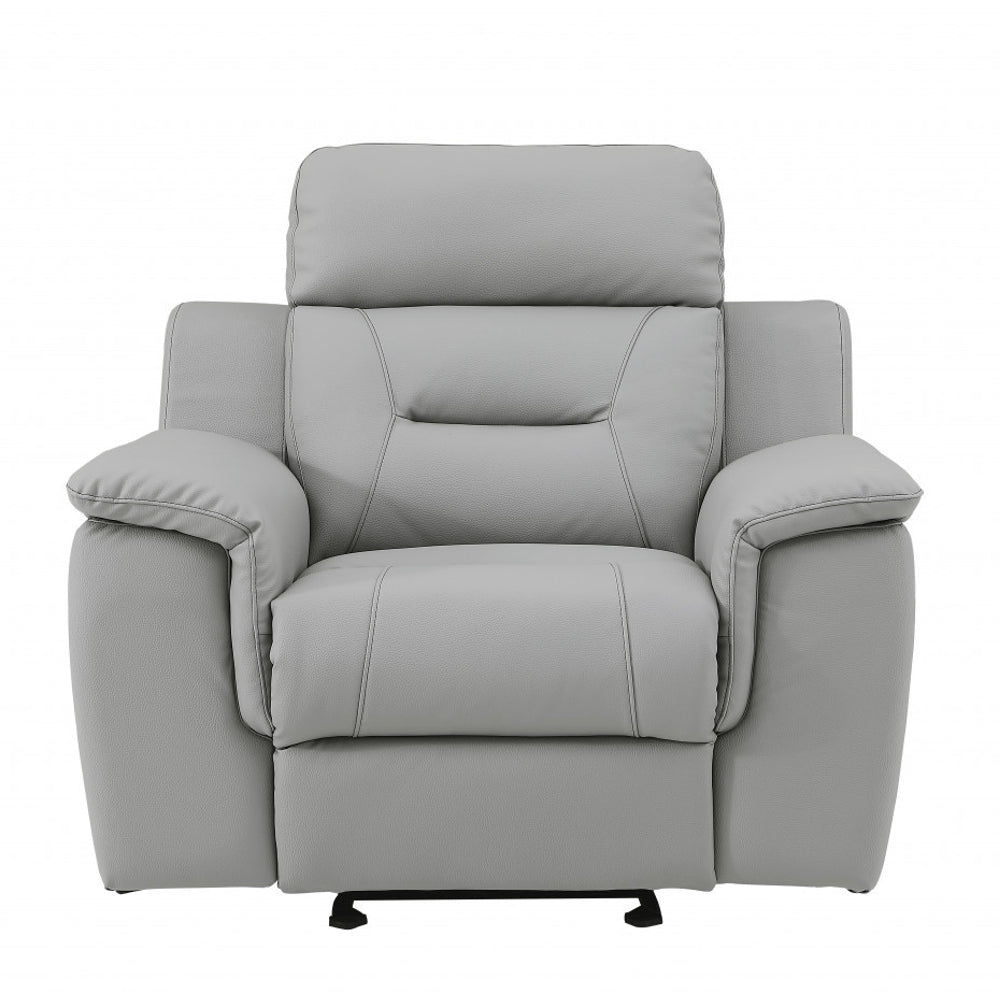 41" Grey Fascinating Leather Reclining Chair. HomeRoots