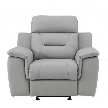 41" Grey Fascinating Leather Reclining Chair. HomeRoots