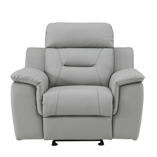 41" Grey Fascinating Leather Reclining Chair. HomeRoots