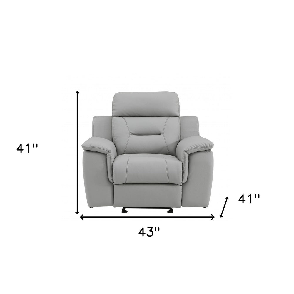 41" Grey Fascinating Leather Reclining Chair. HomeRoots