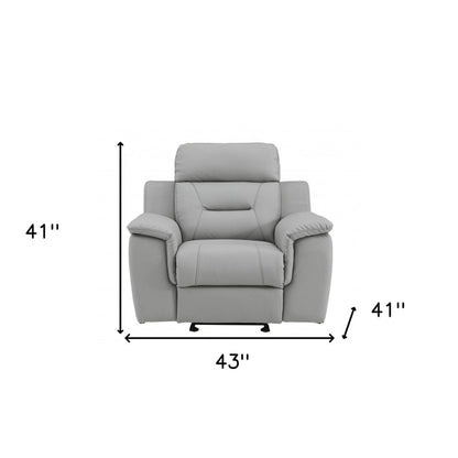 41" Grey Fascinating Leather Reclining Chair. HomeRoots