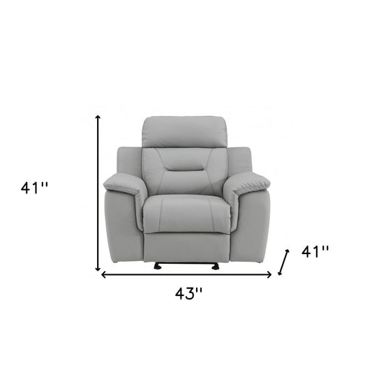 41" Grey Fascinating Leather Reclining Chair. HomeRoots