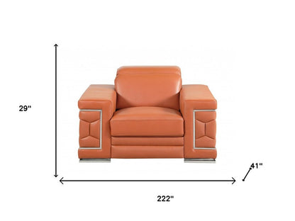 Three Piece Indoor Camel Italian Leather Six Person Seating Set HomeRoots