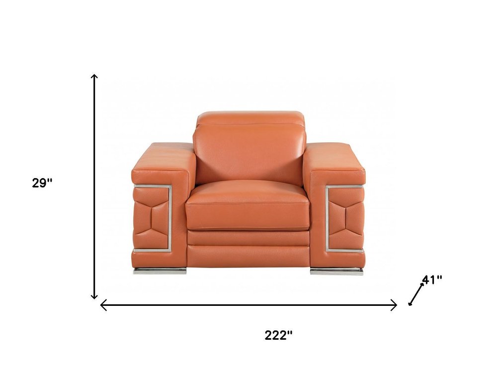 Three Piece Indoor Camel Italian Leather Six Person Seating Set HomeRoots