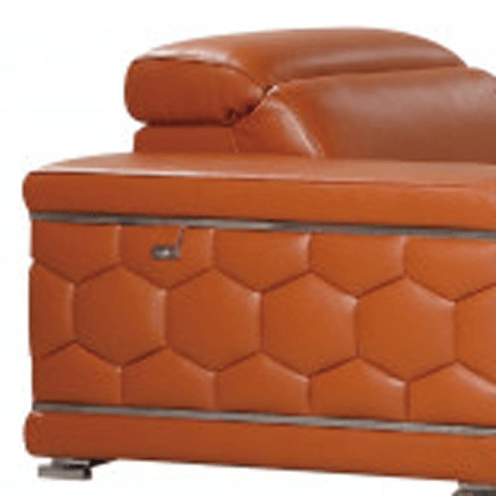 Three Piece Indoor Camel Italian Leather Six Person Seating Set HomeRoots