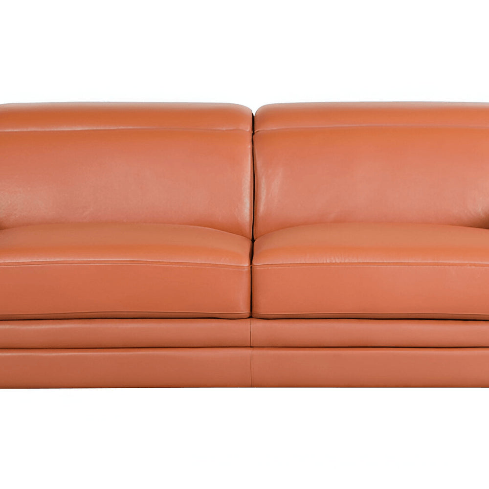 89" Camel Italian Leather Sofa With Silver Legs HomeRoots