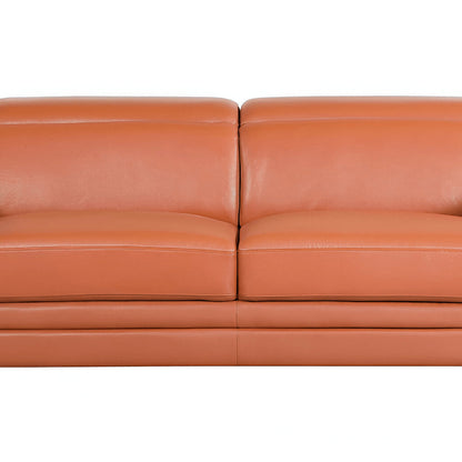 89" Camel Italian Leather Sofa With Silver Legs HomeRoots