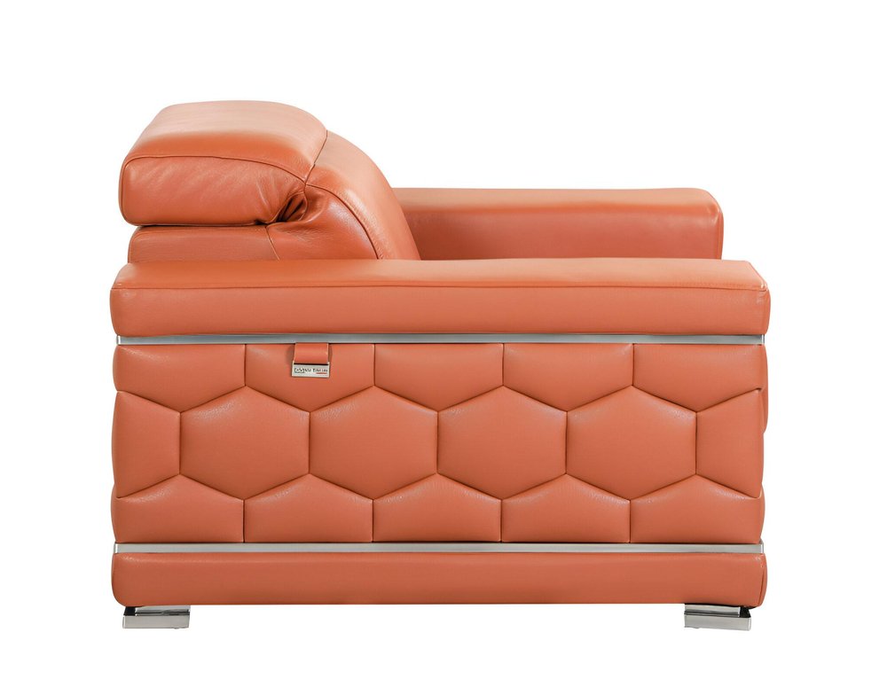 89" Camel Italian Leather Sofa With Silver Legs HomeRoots