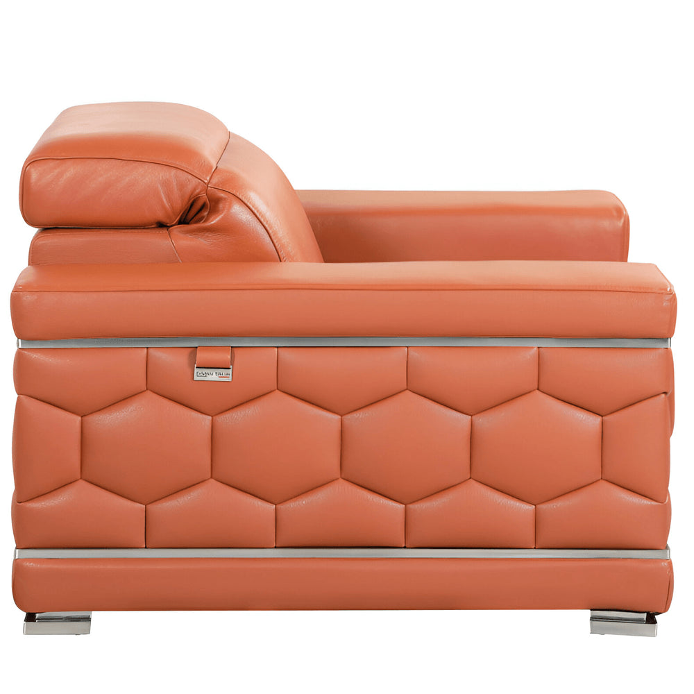 89" Camel Italian Leather Sofa With Silver Legs HomeRoots