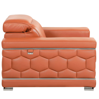 89" Camel Italian Leather Sofa With Silver Legs HomeRoots