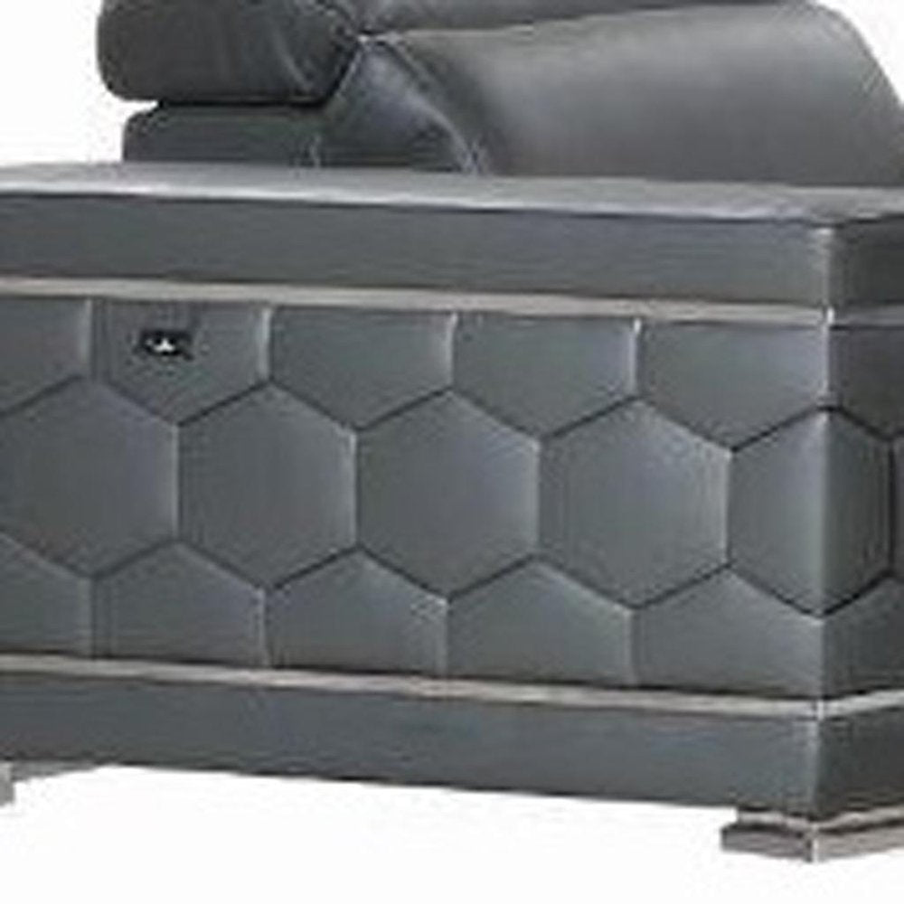Three Piece Indoor Dark Gray Italian Leather Six Person Seating Set HomeRoots