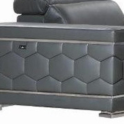 Three Piece Indoor Dark Gray Italian Leather Six Person Seating Set HomeRoots