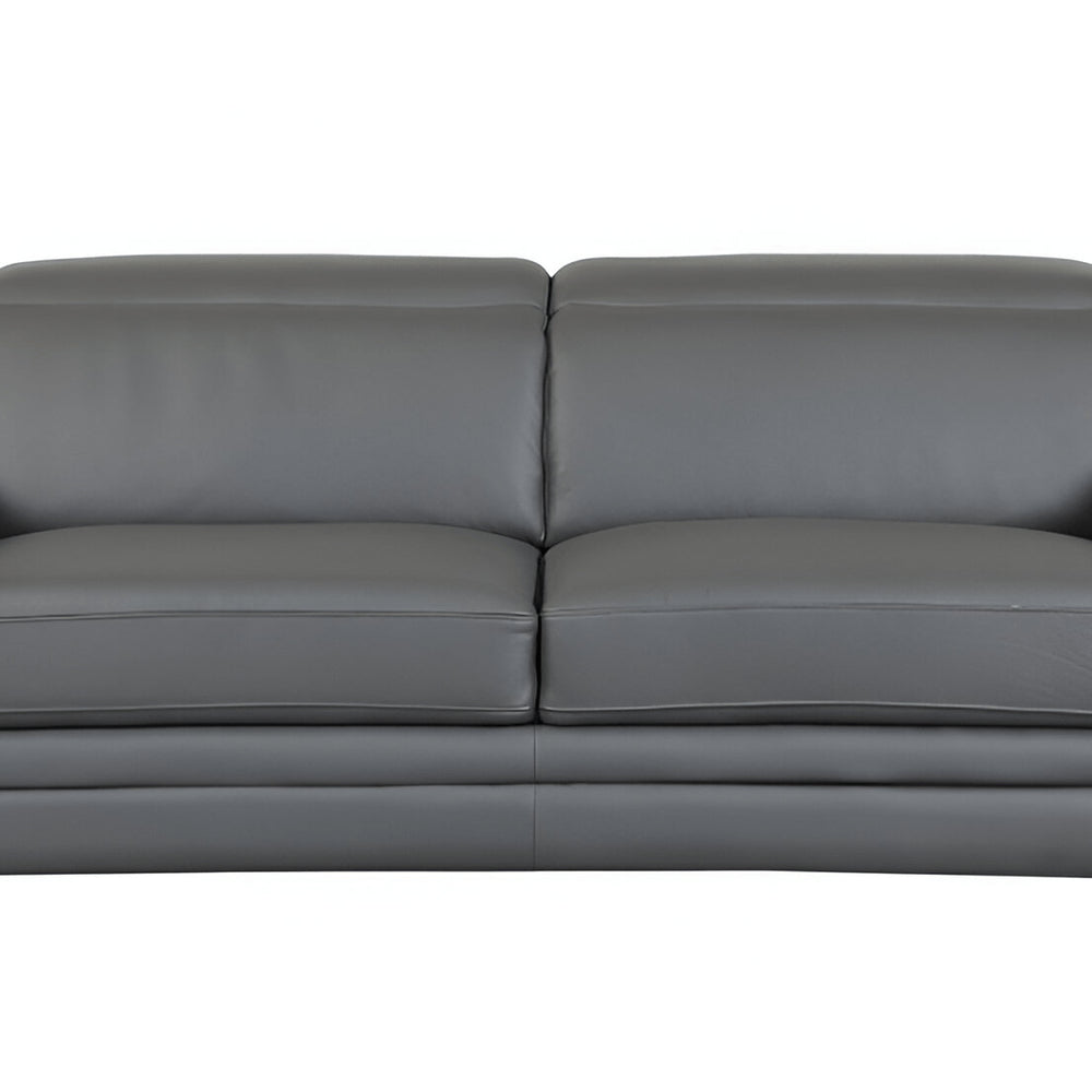 89" Dark Gray Italian Leather Sofa With Silver Legs HomeRoots