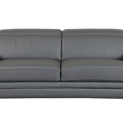 89" Dark Gray Italian Leather Sofa With Silver Legs HomeRoots