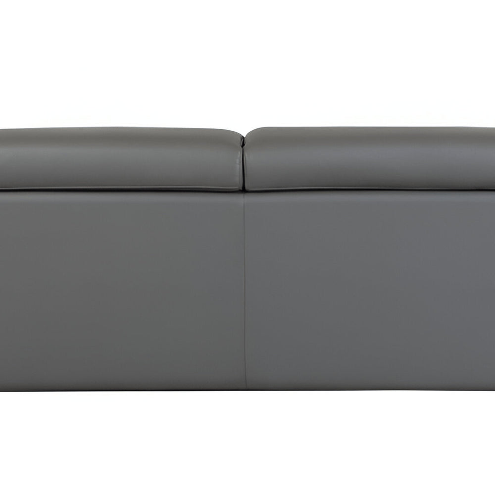 89" Dark Gray Italian Leather Sofa With Silver Legs HomeRoots
