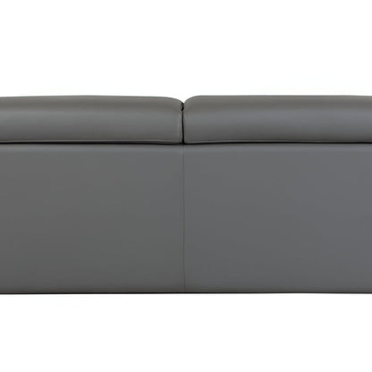 89" Dark Gray Italian Leather Sofa With Silver Legs HomeRoots