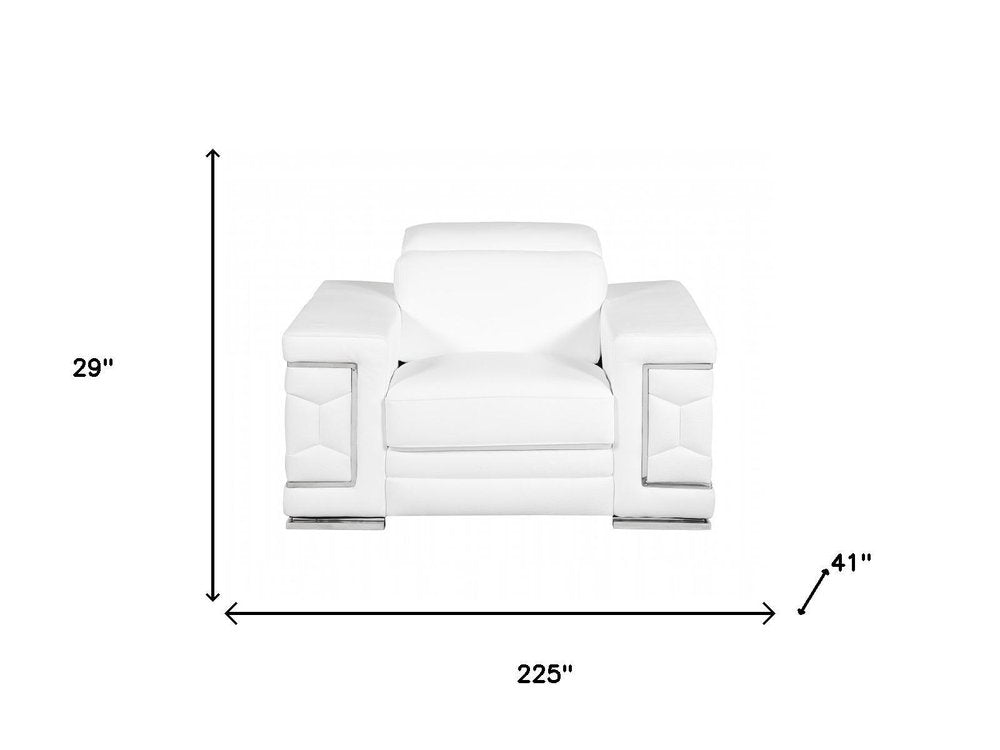 Three Piece Indoor White Italian Leather Six Person Seating Set HomeRoots