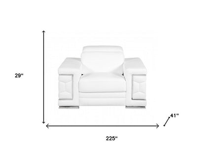 Three Piece Indoor White Italian Leather Six Person Seating Set HomeRoots