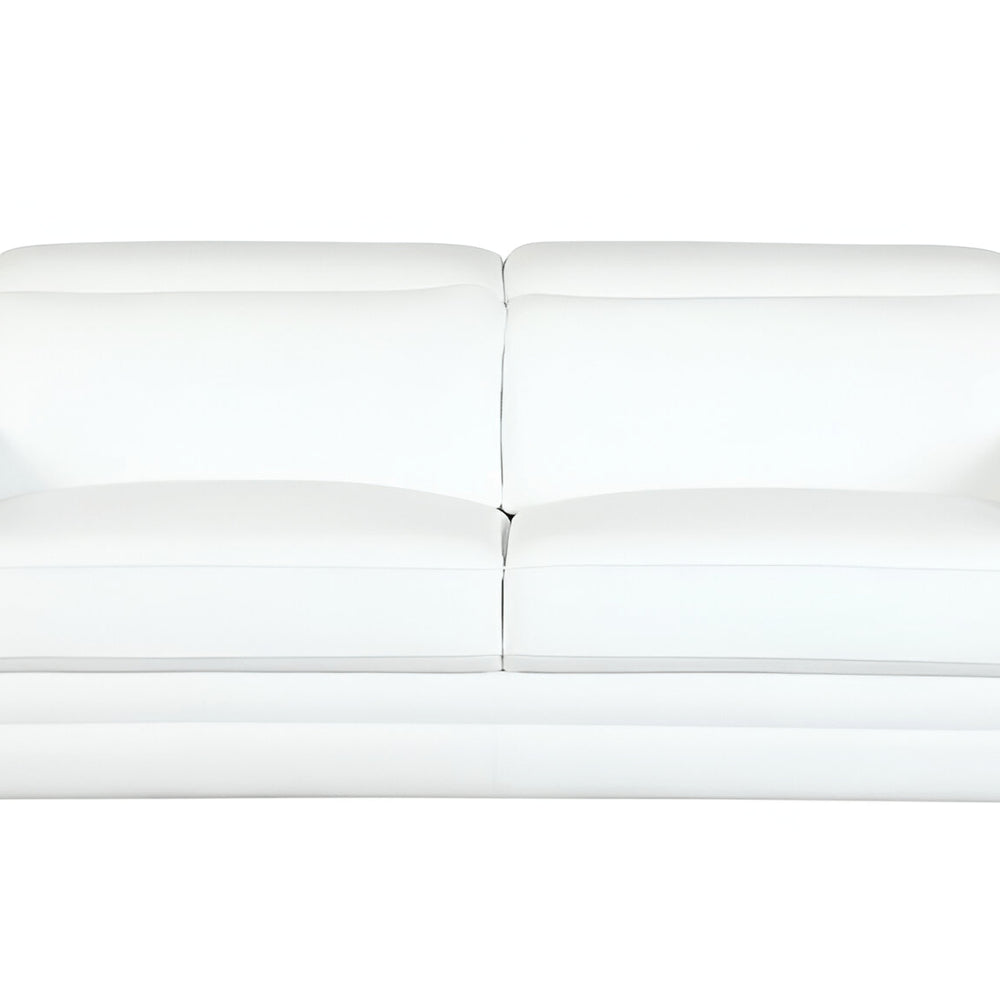 89" White Italian Leather Sofa With Silver Legs HomeRoots