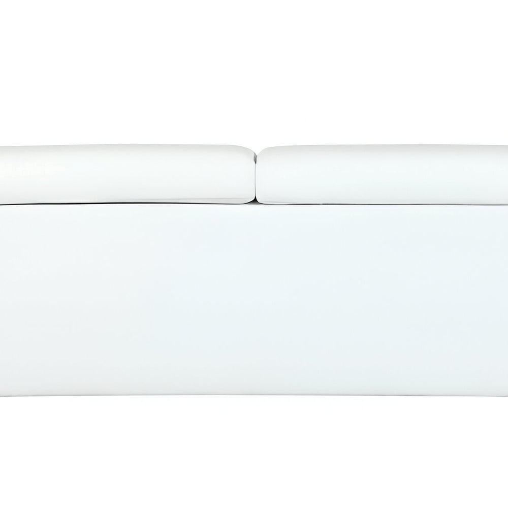 89" White Italian Leather Sofa With Silver Legs HomeRoots