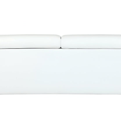 89" White Italian Leather Sofa With Silver Legs HomeRoots