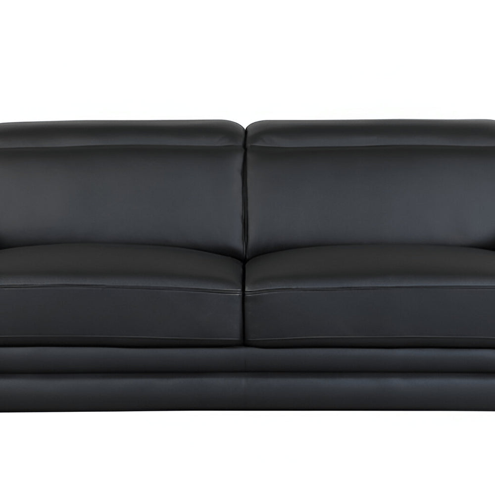 89" Black Italian Leather Sofa With Silver Legs HomeRoots