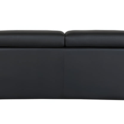 89" Black Italian Leather Sofa With Silver Legs HomeRoots