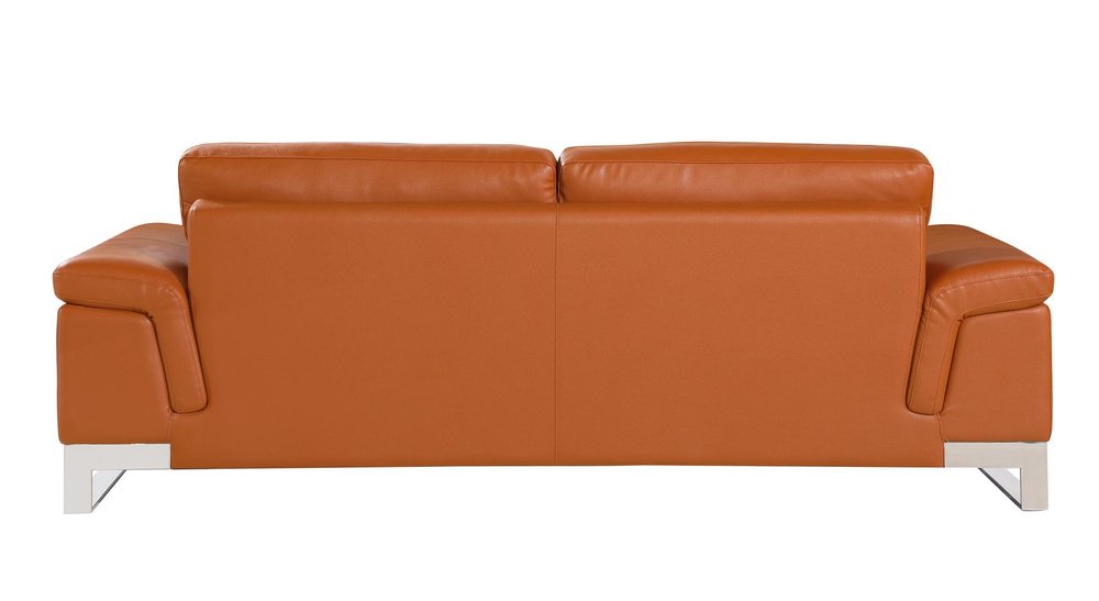 Three Piece Indoor Camel Italian Leather Six Person Seating Set HomeRoots