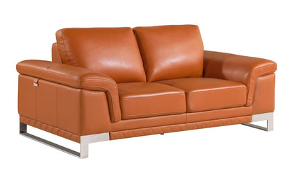 Three Piece Indoor Camel Italian Leather Six Person Seating Set HomeRoots