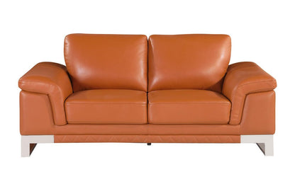 Three Piece Indoor Camel Italian Leather Six Person Seating Set HomeRoots