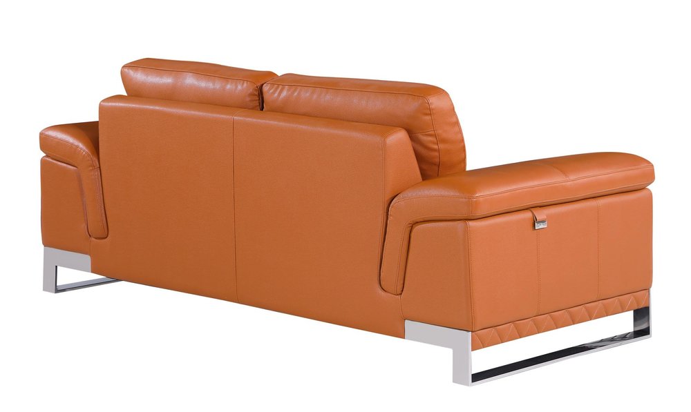 Three Piece Indoor Camel Italian Leather Six Person Seating Set HomeRoots