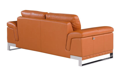 Three Piece Indoor Camel Italian Leather Six Person Seating Set HomeRoots