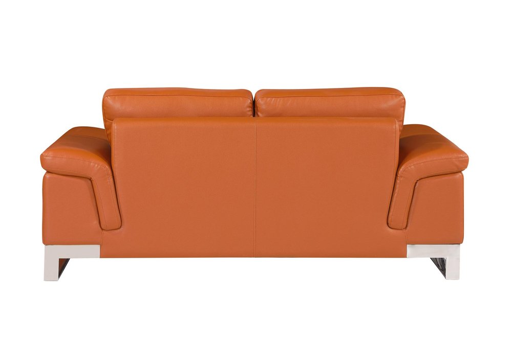 Three Piece Indoor Camel Italian Leather Six Person Seating Set HomeRoots