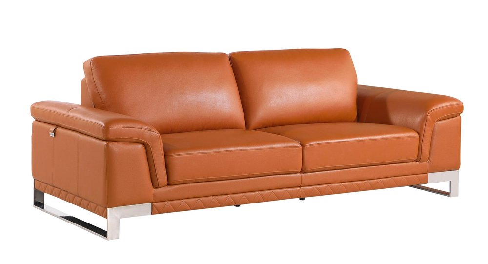 Three Piece Indoor Camel Italian Leather Six Person Seating Set HomeRoots