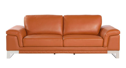 Three Piece Indoor Camel Italian Leather Six Person Seating Set HomeRoots