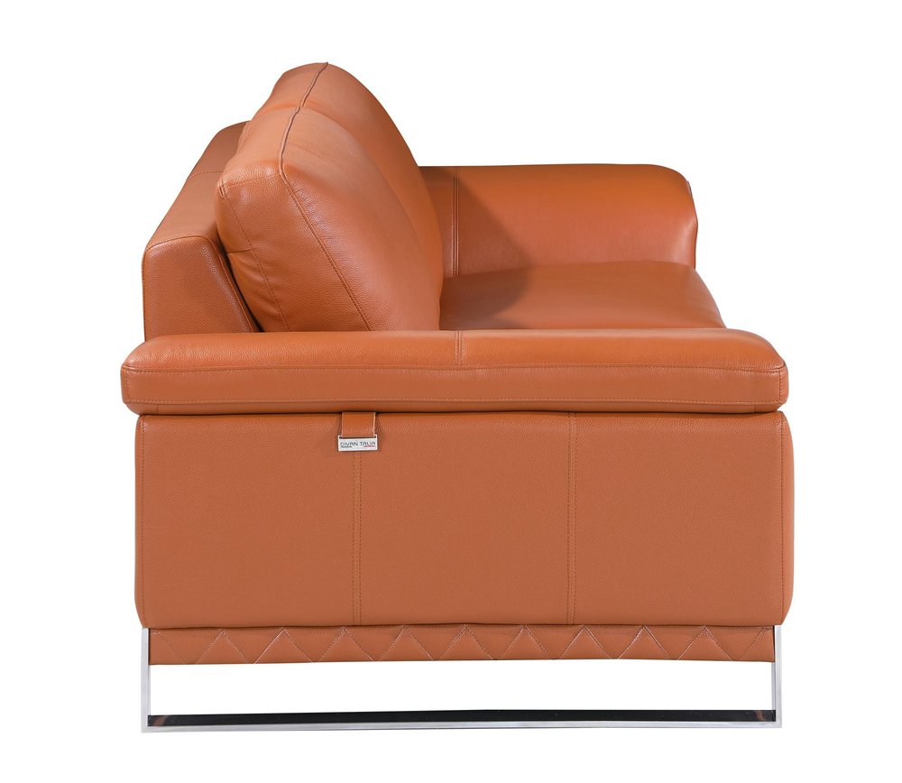 49" Brown And Silver Genuine Leather Arm Chair HomeRoots
