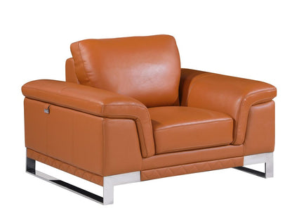 49" Brown And Silver Genuine Leather Arm Chair HomeRoots