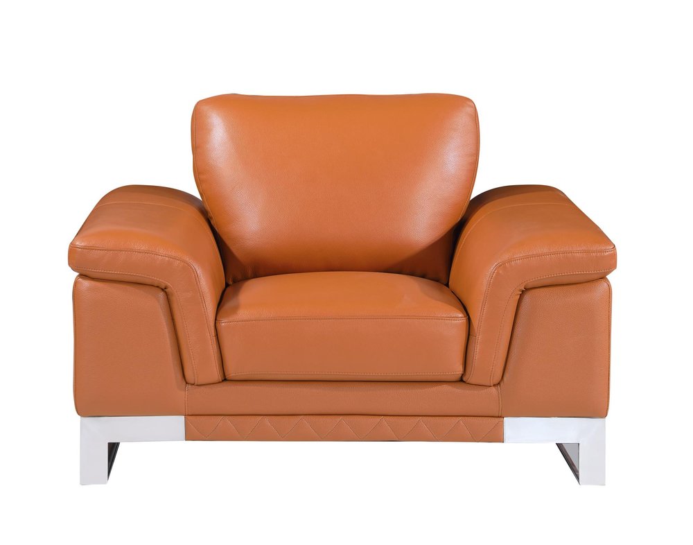 49" Brown And Silver Genuine Leather Arm Chair HomeRoots