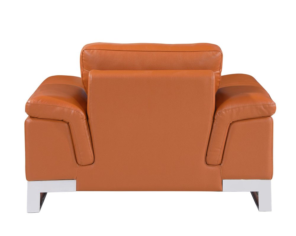 49" Brown And Silver Genuine Leather Arm Chair HomeRoots
