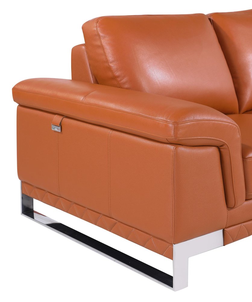 49" Brown And Silver Genuine Leather Arm Chair HomeRoots