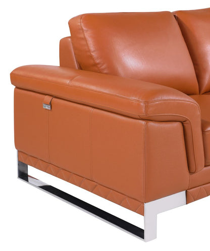 49" Brown And Silver Genuine Leather Arm Chair HomeRoots