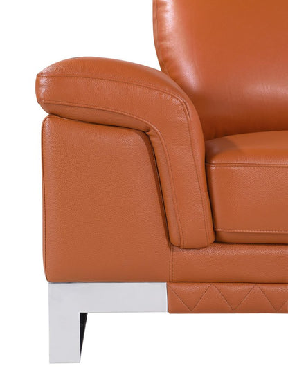49" Brown And Silver Genuine Leather Arm Chair HomeRoots