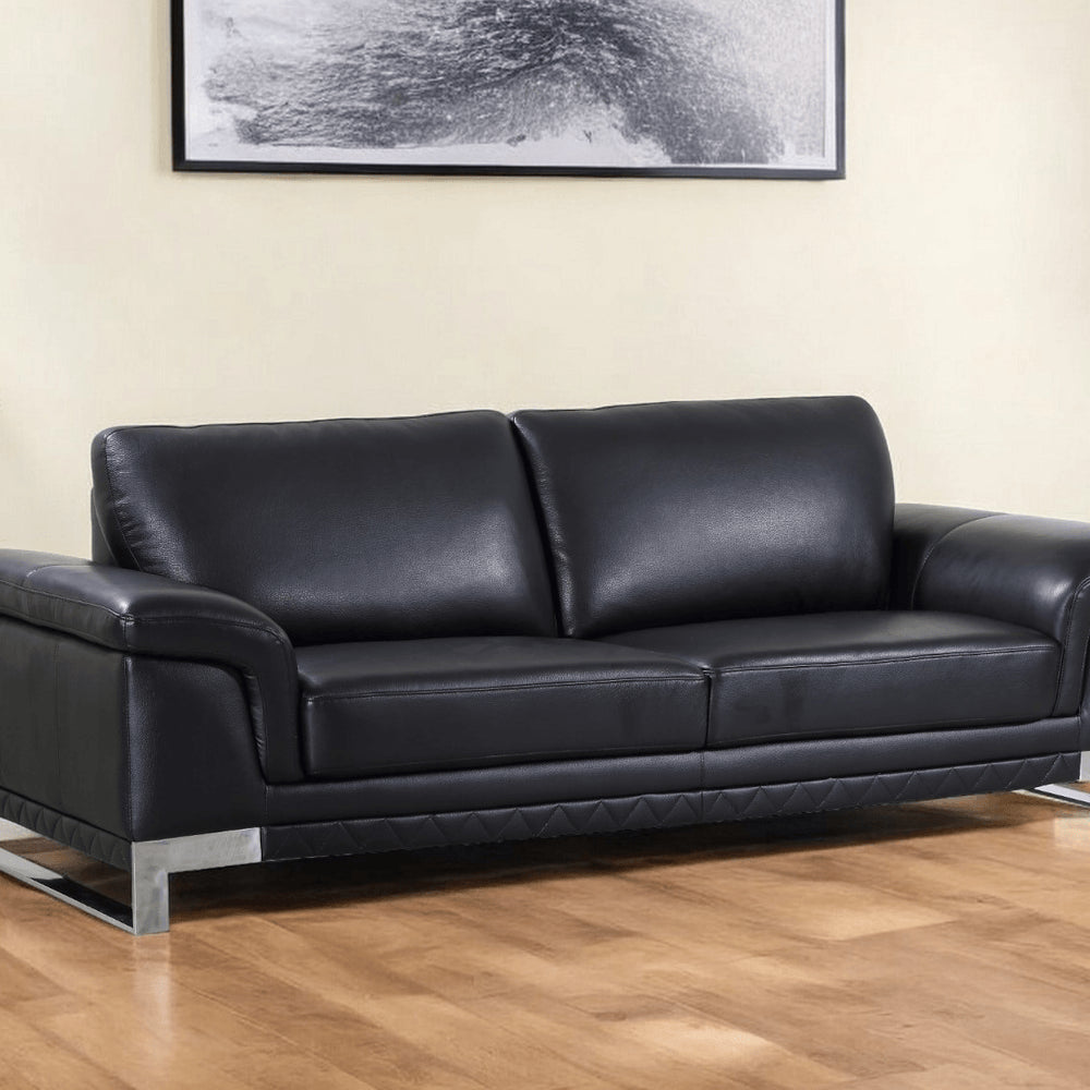 90" Orange Italian Leather Sofa With Silver Legs HomeRoots