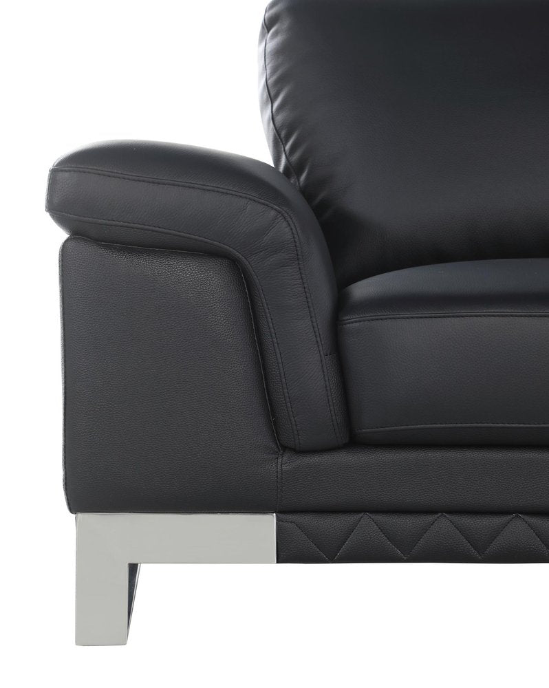 49" Black And Silver Genuine Leather Arm Chair HomeRoots