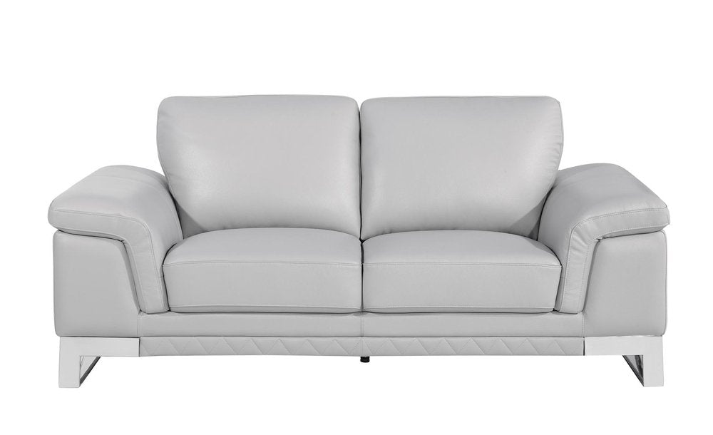 Three Piece Indoor Light Gray Italian Leather Six Person Seating Set HomeRoots