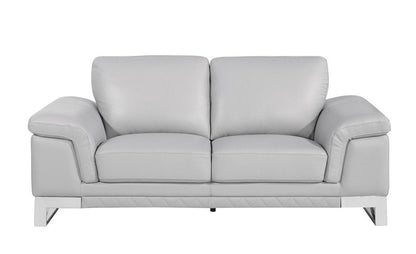 Three Piece Indoor Light Gray Italian Leather Six Person Seating Set HomeRoots