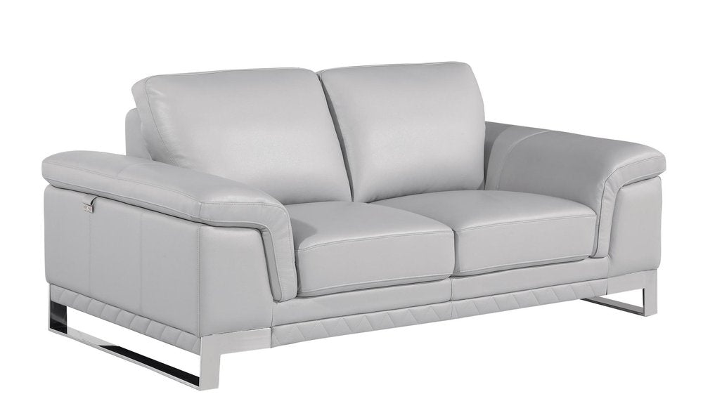 Three Piece Indoor Light Gray Italian Leather Six Person Seating Set HomeRoots