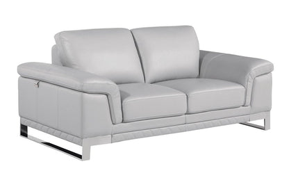 Three Piece Indoor Light Gray Italian Leather Six Person Seating Set HomeRoots